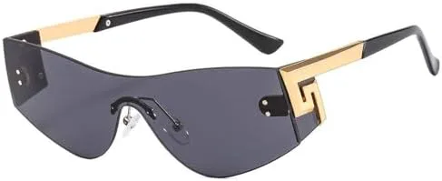 

Модные солнцезащитные очки без оправы 2026 года для женщин и мужчин. Стильная оправа с яркими линзами. Универсальные очки с защитой от УФ-излучения UV400 MTZJH, C2