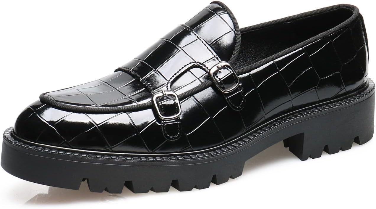 

Мужские лоферы Santimon Loafers, повседневные, на каблуке, без шнурков, из лакированной кожи, с узором «шотландка», пенни-лоферы, смокинг, туксо, свадебные мокасины, официальная обувь для бизнеса и выпускного, черный