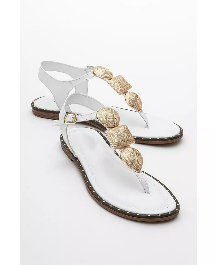 Женские кожаные плоские сандалии Giulia Forever & Always Shoes, белый