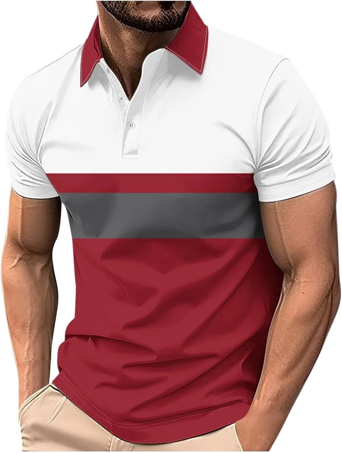 

Мужская полосатая поло для гольфа Slim с коротким рукавом Xiaojmake