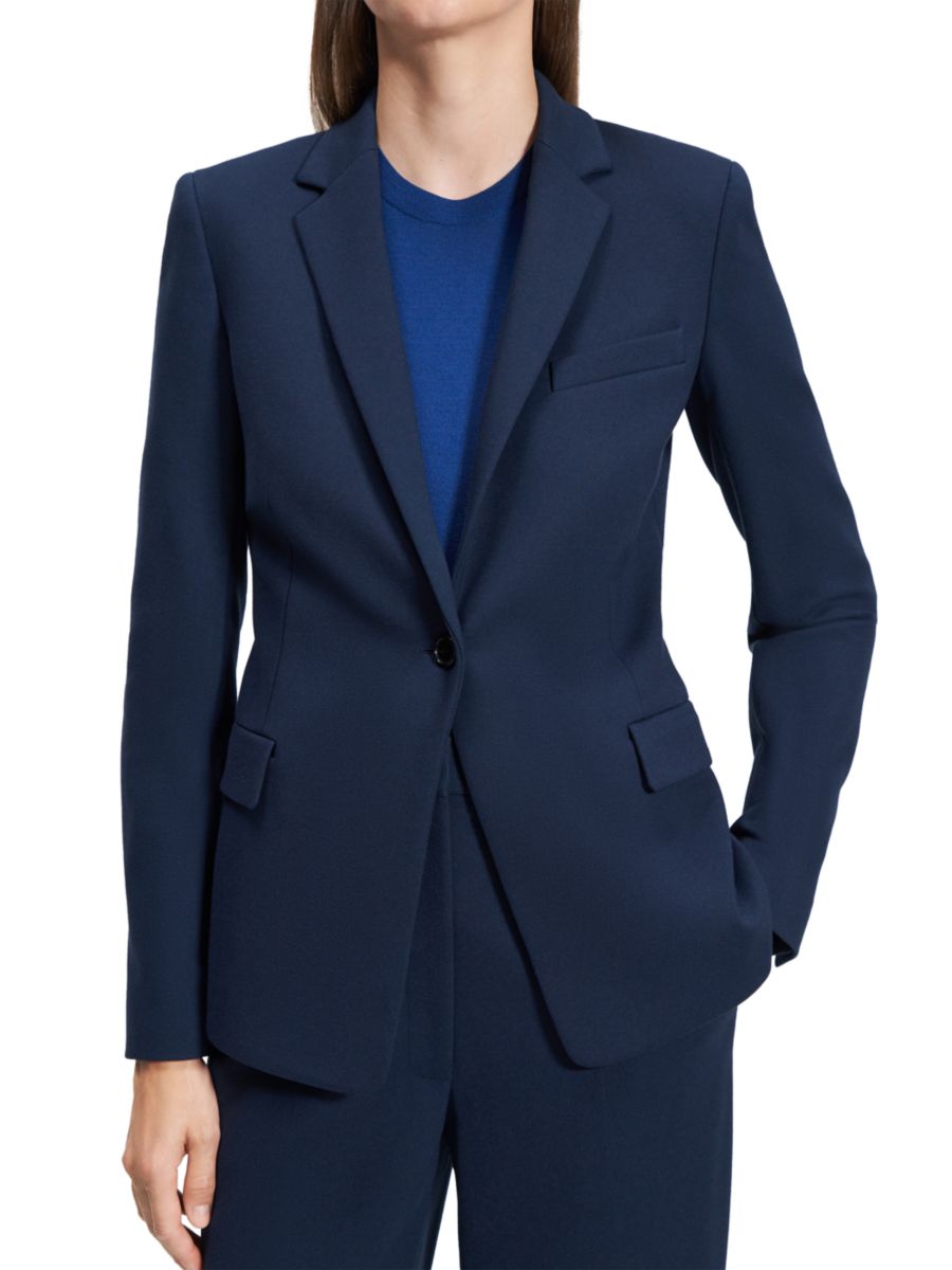 

Приталенный блейзер с лацканами Theory, цвет Brght Navy