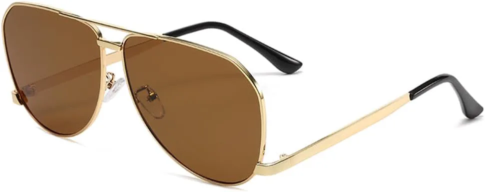 

Модные солнцезащитные очки в крупной овальной оправе для женщин, винтажные панк-очки с металлической оправой для мужчин, солнцезащитные очки UV400 KTUCN, Brown