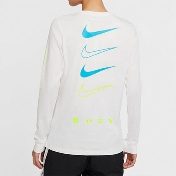 Футболка спортивная с круглым вырезом и длинными рукавами повседневные Nike, белый — фото 4