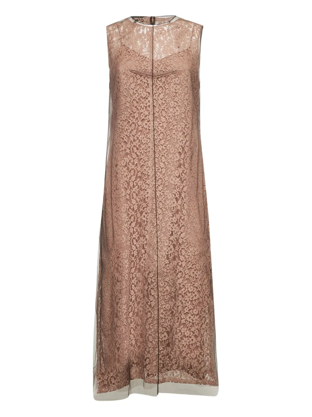 

Двухслойное платье макси из цветочного кружева FENDI, коричневый