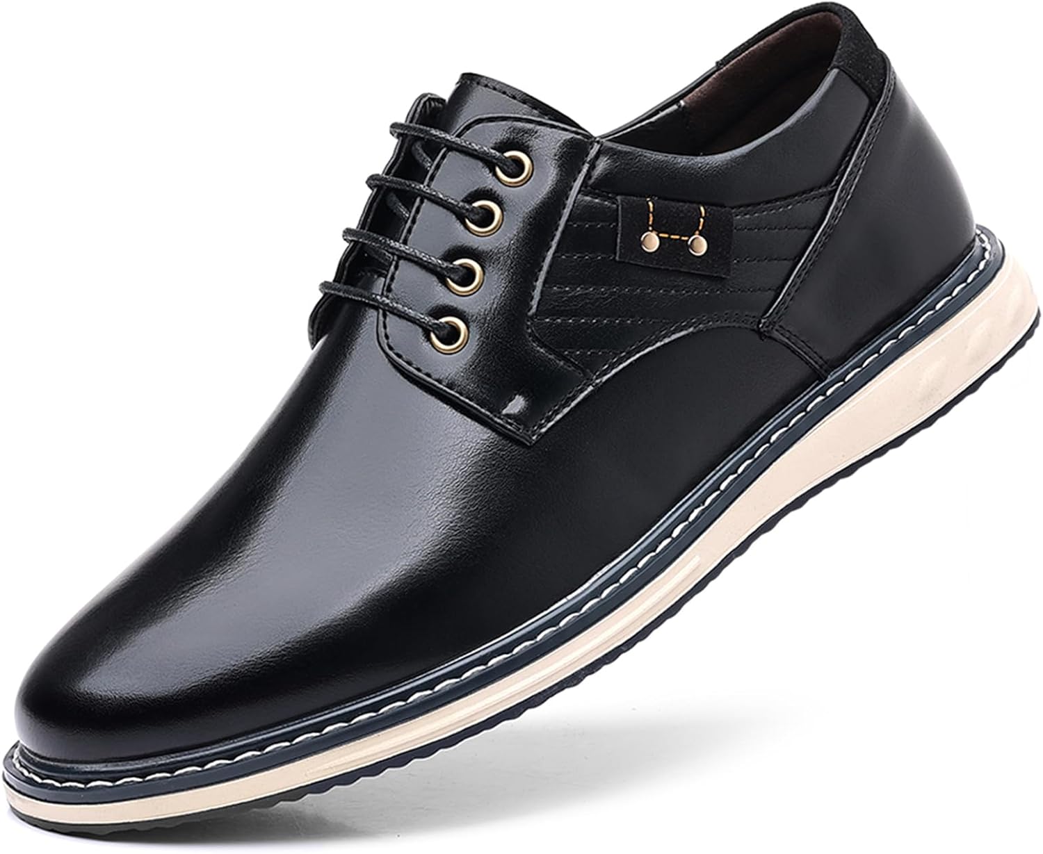 

Мужские повседневные туфли-оксфорды на шнуровке, модные удобные кожаные кроссовки, классические деловые формальные дерби Qijozxn, черный