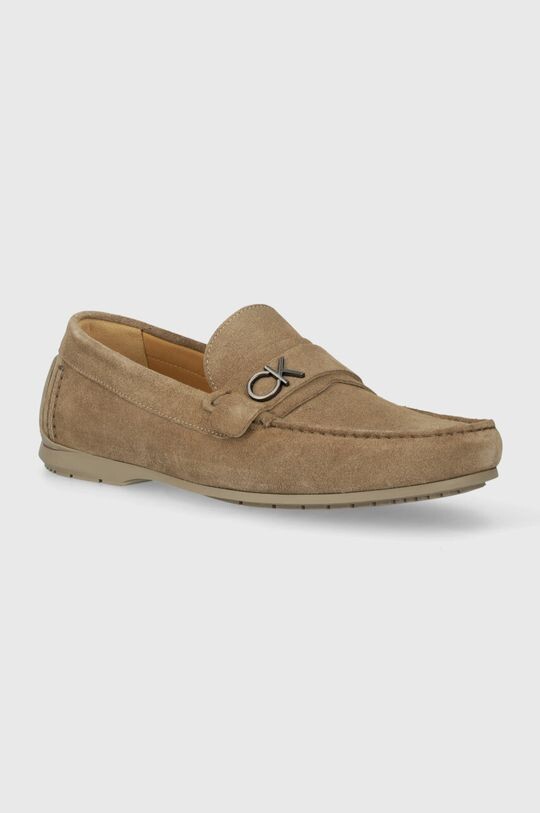 

Замшевые мокасины Driving Shoe Bold Logo Calvin Klein, бежевый