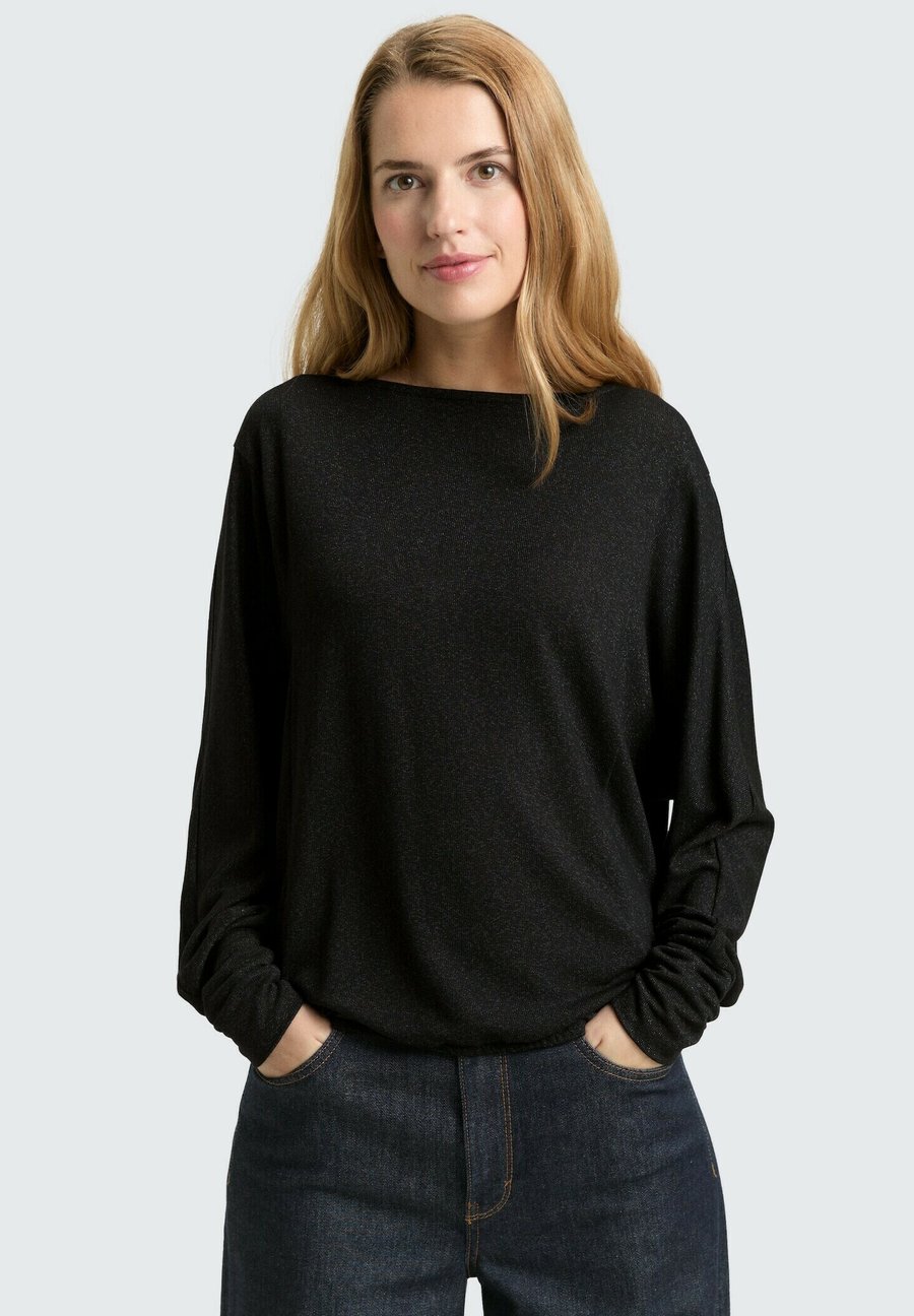 

Топ TOM TAILOR LOOSE FIT LANGARMSHIRT MIT GLITZER-EFFEKT, Deep Black/Black
