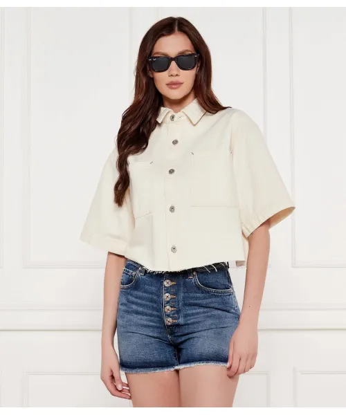 

Джинсовая рубашка getecna_b Cropped fit Hugo Blue, бежевый