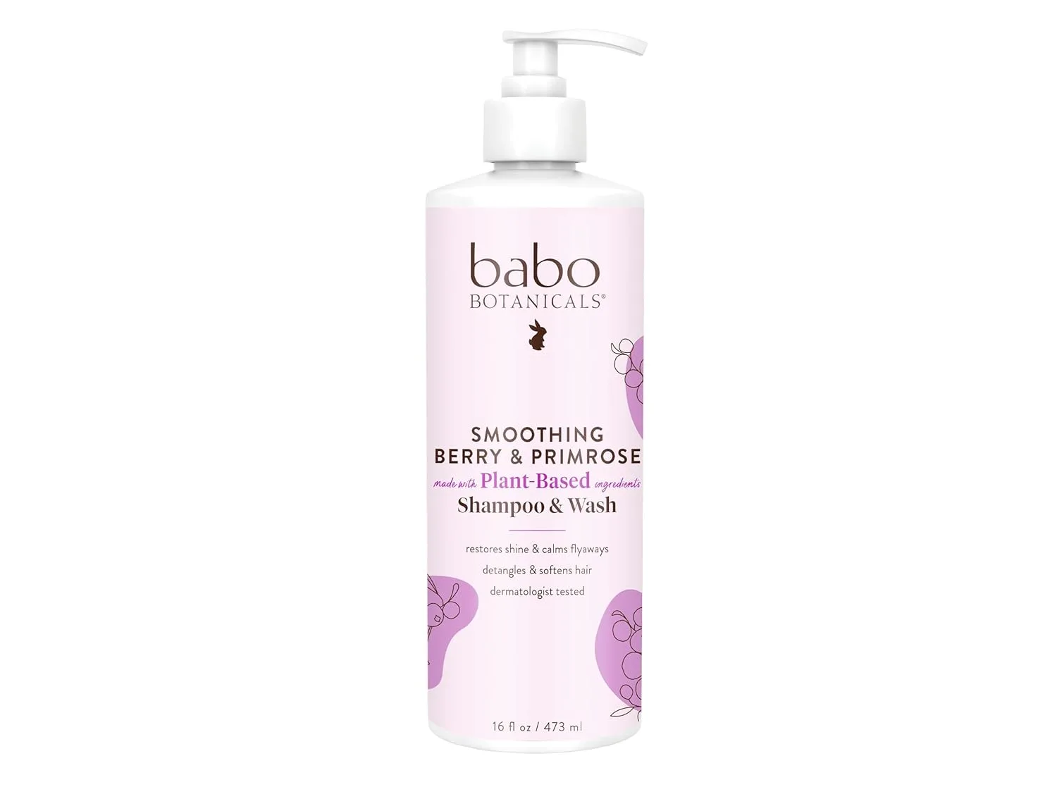 Babo Botanicals Smoothing Berry 2-in-1 шампунь и гель для душа - распутывает и питает, устраняет пушистость и предотвращает статику, с маслом примулы вечерней, для всех возрастов, легкий ягодный аромат, Vegan 473 мл (1 шт.)