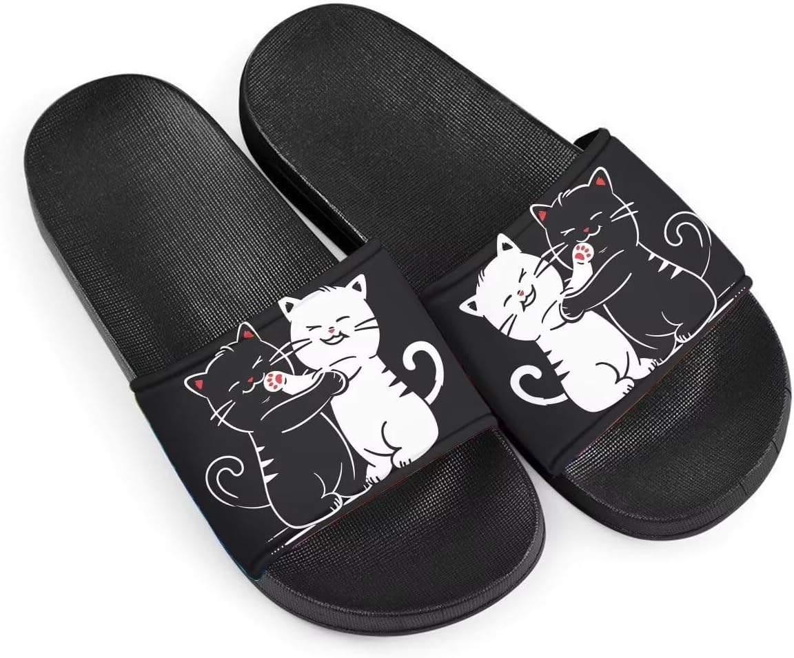 

Сандалии GETELINSENG с черно-белым рисунком кошки для женщин и мужчин, плоские EVA-сандалии для дома и улицы, легкие и удобные