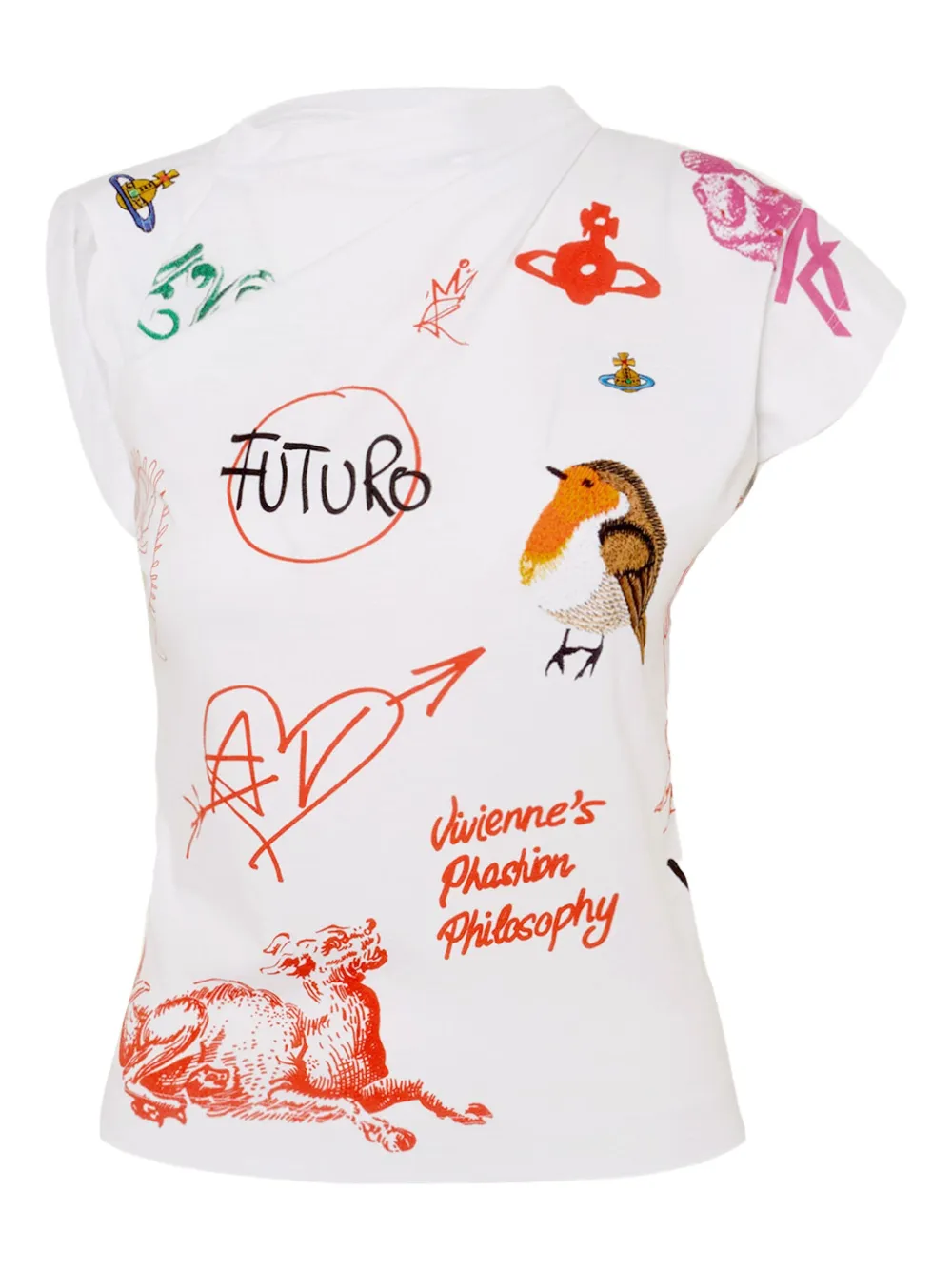 Футболка с графическим принтом Herbo и драпировкой Vivienne Westwood, белый — фото 3