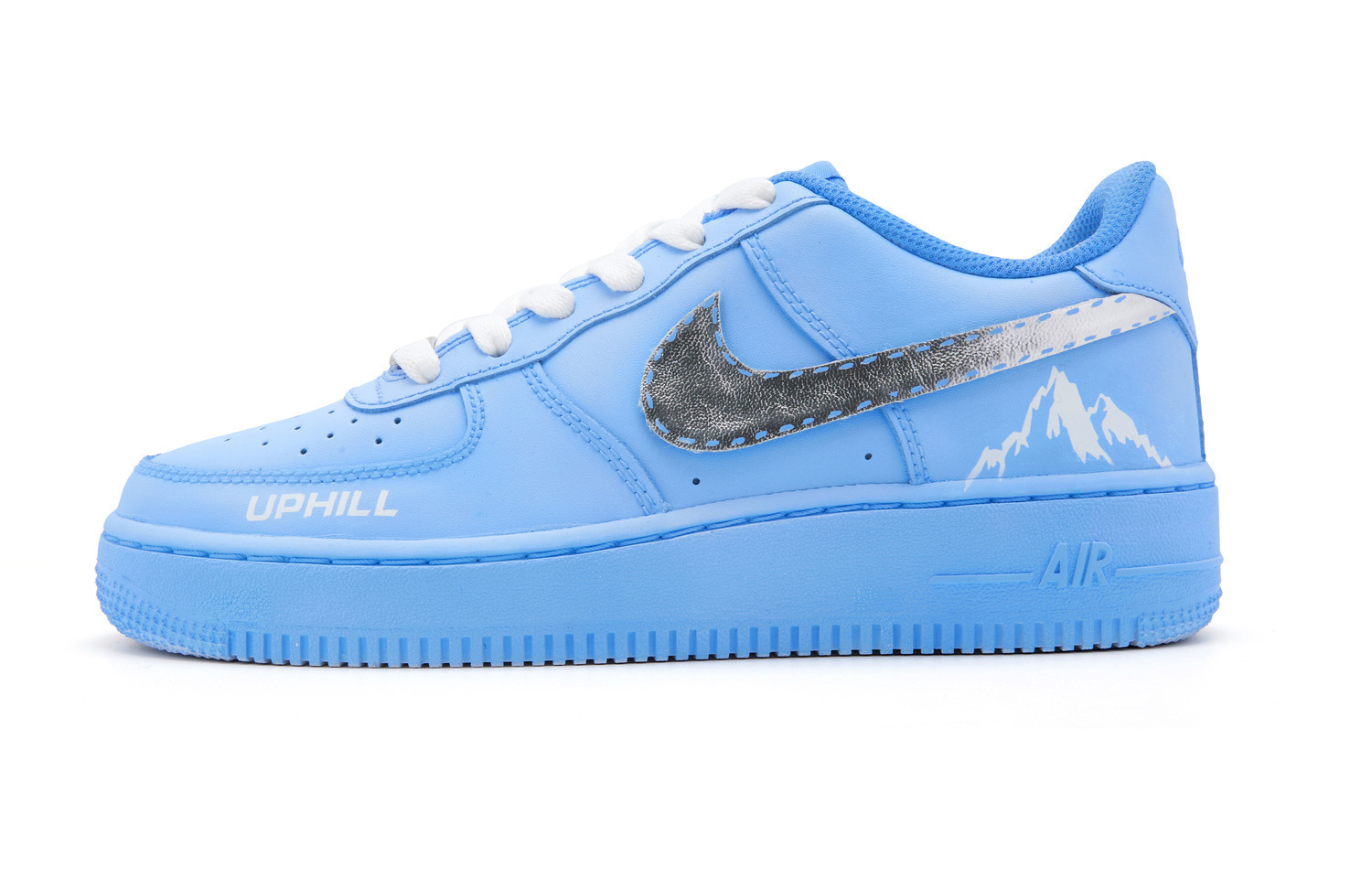 Детские кроссовки для скейтбординга Air Force 1 LE с противоскользящей подошвой и износостойким верхом для подростков Nike, синий/серебряный — фото 3