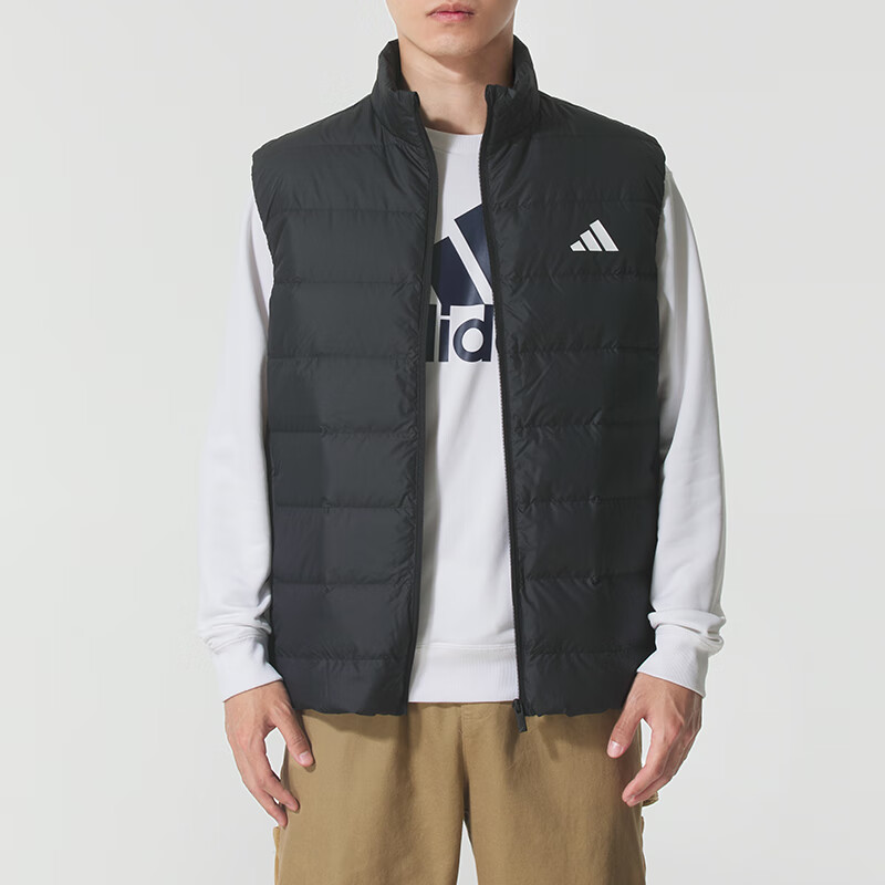 Пуховик-жилет мужской с 3 полосками Adidas, черный — фото 2