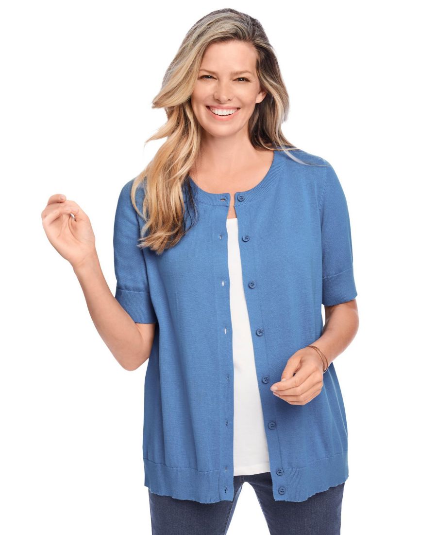 

Женский кардиган Within Perfect с рукавами до локтя Woman Within, French blue