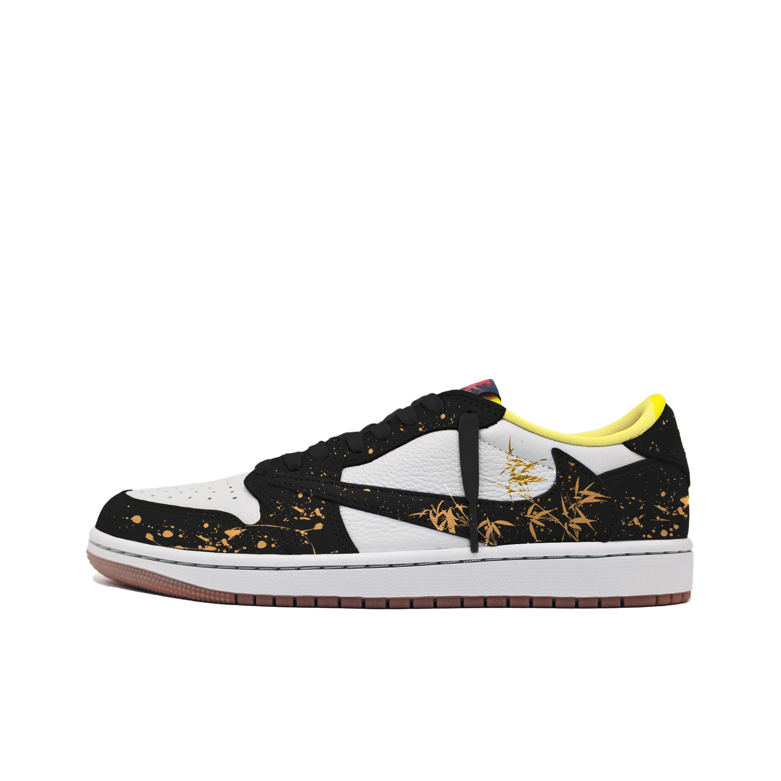 Travis Scott x Air 1 Ink Into Gold Cushioning низкие винтажные баскетбольные кроссовки Unisex Jordan, черный — фото 3
