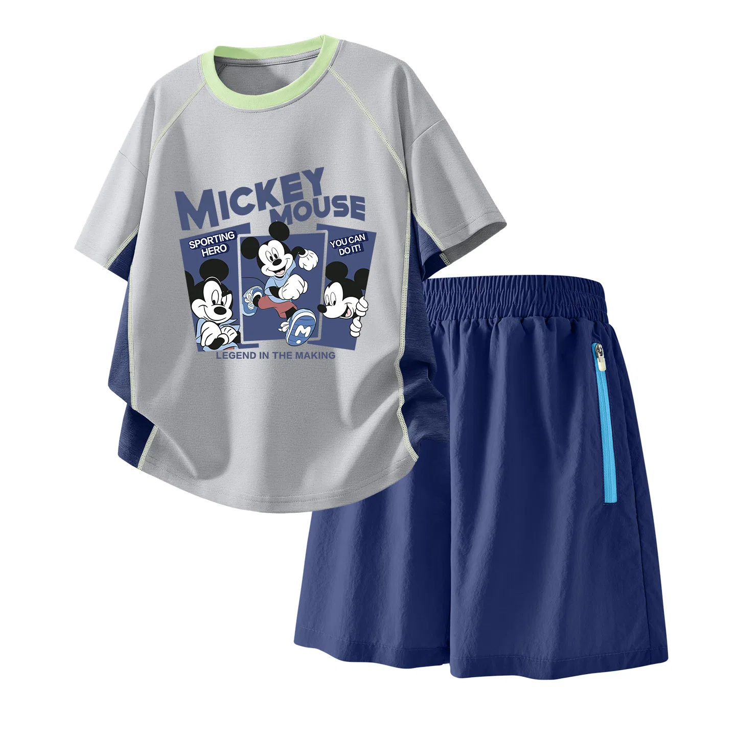 Детский спортивный костюм Casual Sportswear 2 Piece Set Disney, Di Qipini K Green+Solid Color Taro Paste Purple — фото 3
