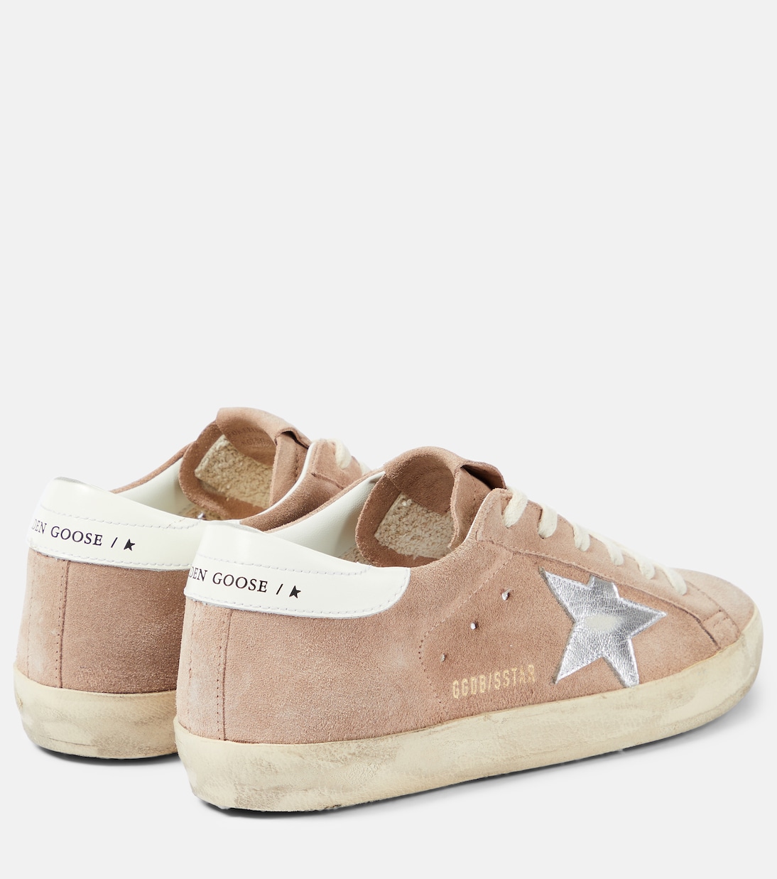 Суперзвездные замшевые кроссовки Golden Goose, Pink/ Silver/ White — фото 3