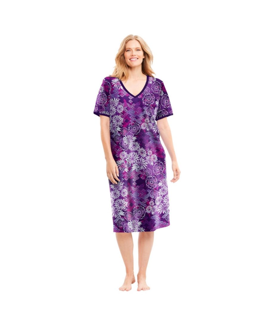 

Женская короткая футболка-домик Dreams & Co, Rich violet blooming, Фиолетовый, Женская короткая футболка-домик Dreams & Co, Rich violet blooming