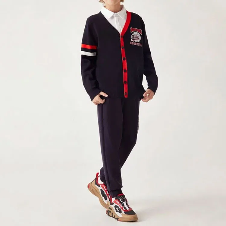 Свитер с V-образным вырезом FILA KIDS черный — фото 4