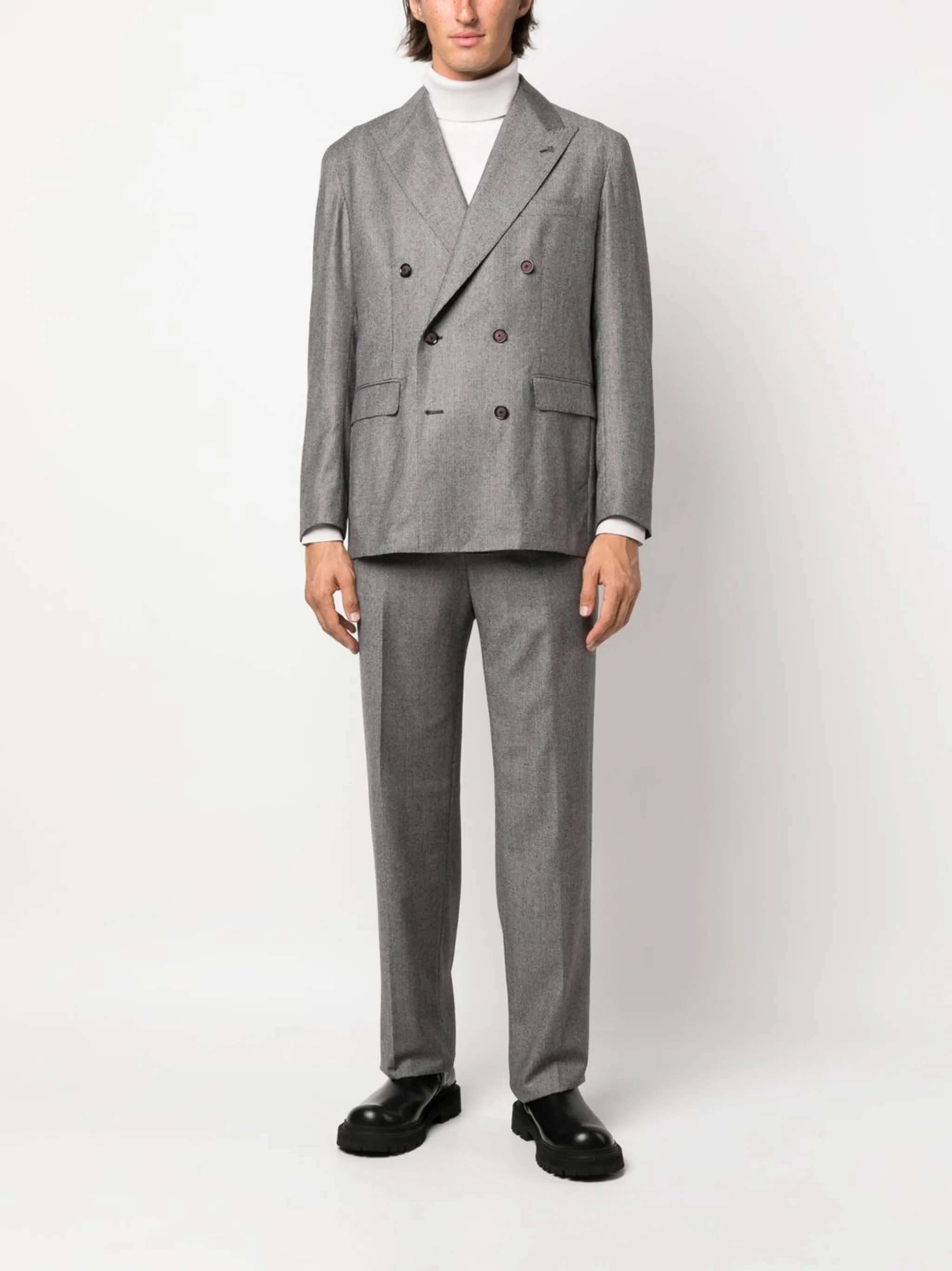 

Шерстяной костюм с двубортным пиджаком Tagliatore, серый