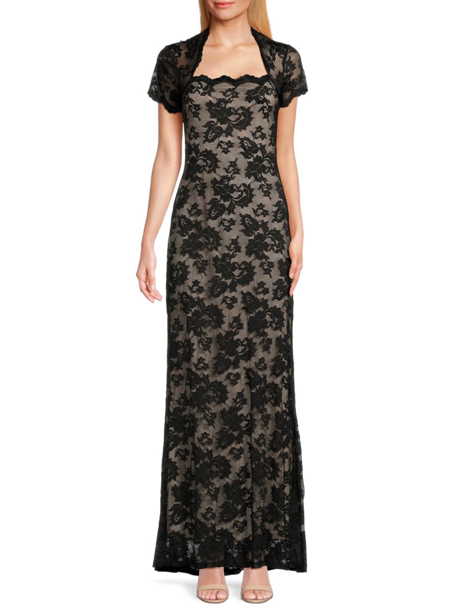 

Кружевное платье с квадратным вырезом Marina, цвет Black Beige