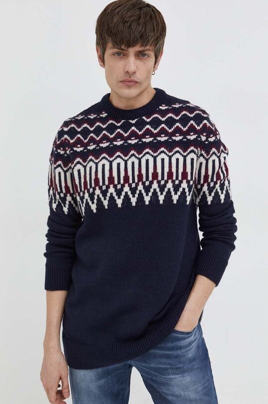 

Свитер из смесовой шерсти Superdry, темно-синий