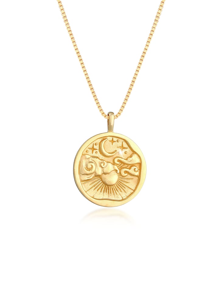 

Elli Колье из серебра 925 пробы с изображением астрономических объектов, полумесяца и солнца в золотом исполнении