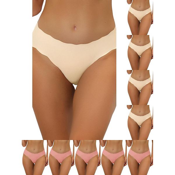 

10 пар бесшовных трусов для женщин no show stretch solid invisible brief Inspire Chic, Beige Mid Pink