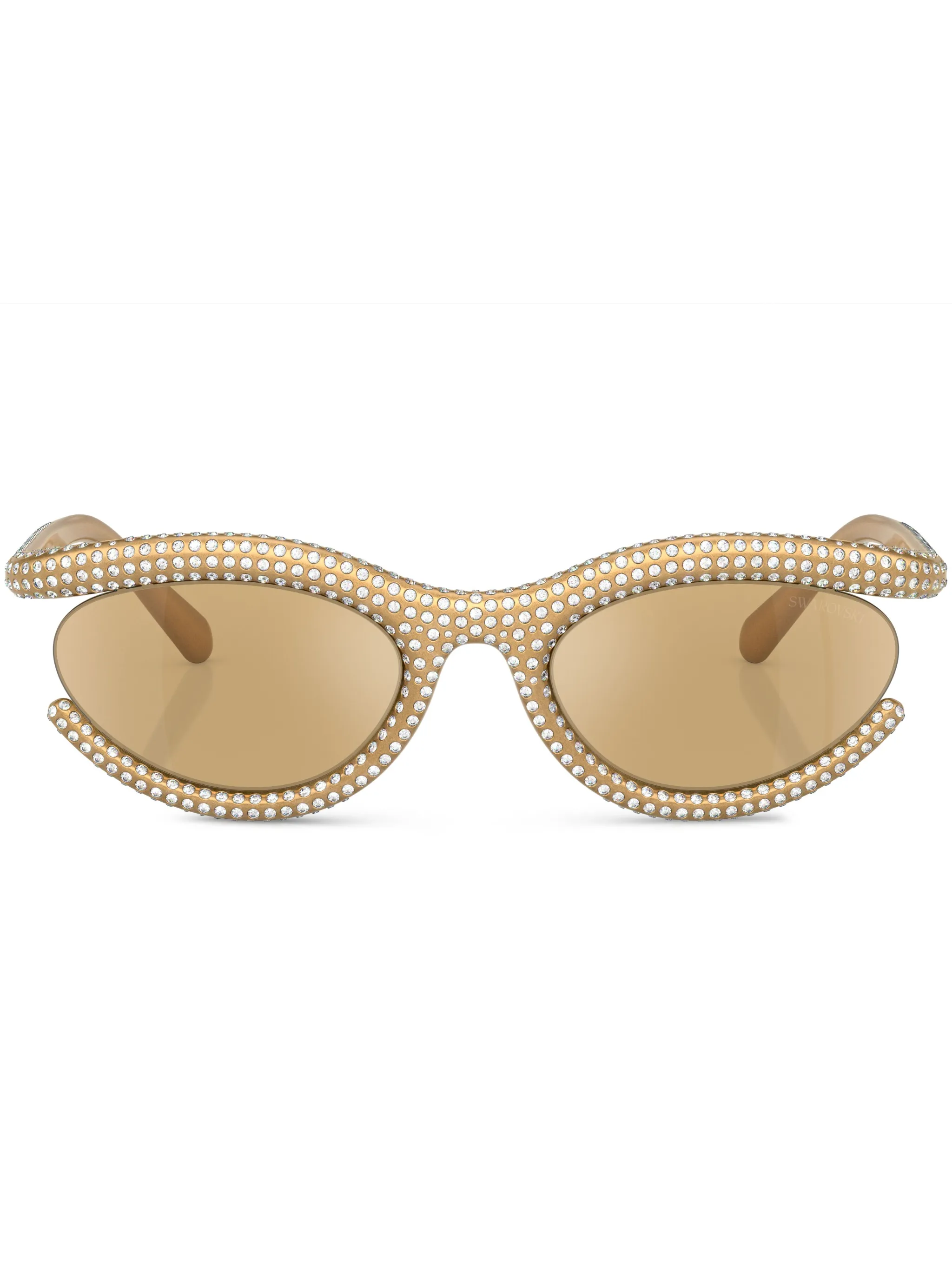 

Солнцезащитные очки в овальной оправе с кристаллами Swarovski Eyewear, золотистый