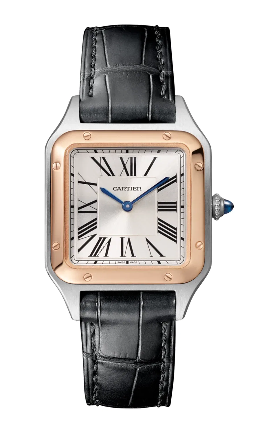 SANTOS-DUMONT МОДЕЛЬ МАЛАЯ, РОЗОВОЕ ЗОЛОТО И СТАЛЬ, КВАДРАТНАЯ - W2SA0012 CARTIER, золотой