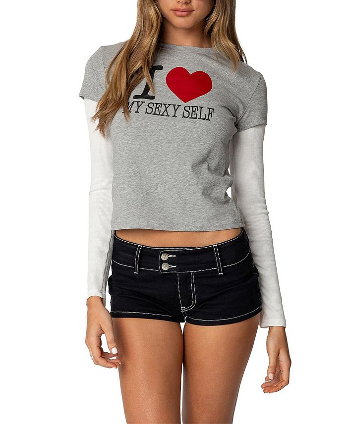 

Футболка с длинными рукавами I Heart Me Edikted, серый