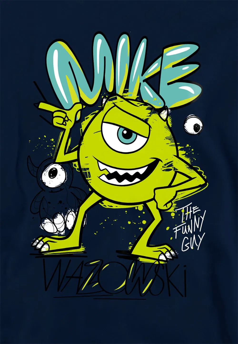 Детский худи с принтом Mike Wazowski, Disney, темно-синий — фото 2