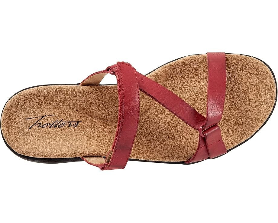 Trotters Raja Sandal Women's  Red Leather Open Toe Slip On Slide JOBB182 — фото 3
