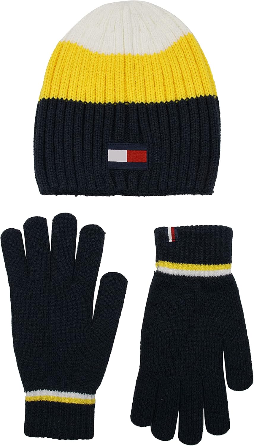 

Комплект Tommy Hilfiger для мальчиков: шапочка и волшебная перчатка, Yellow Ribbed Striped Set