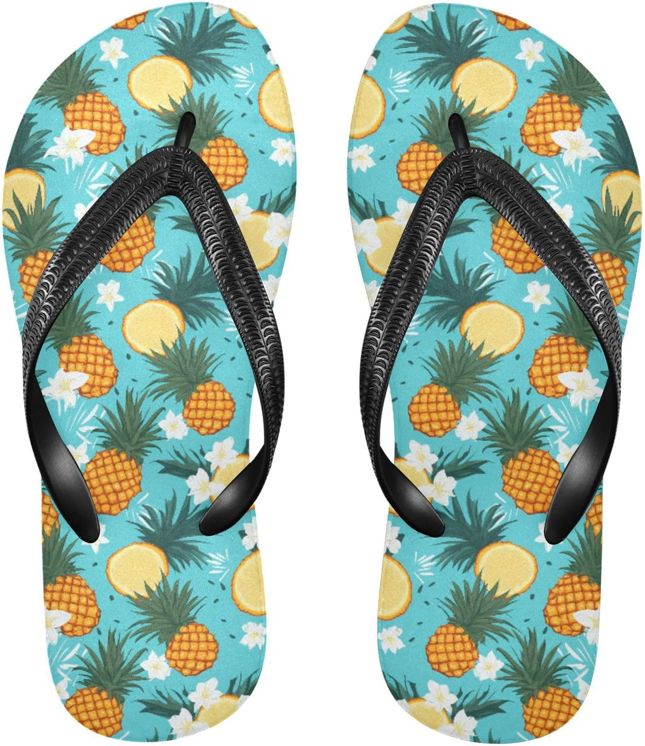 

Женские и мужские шлепанцы MNSRUU с ананасами и цветами, женские шлепанцы, мужские сандалии, душевые тапочки, летние нескользящие шлепанцы для плавания, пляжа и ванной, Pineapple I 1681