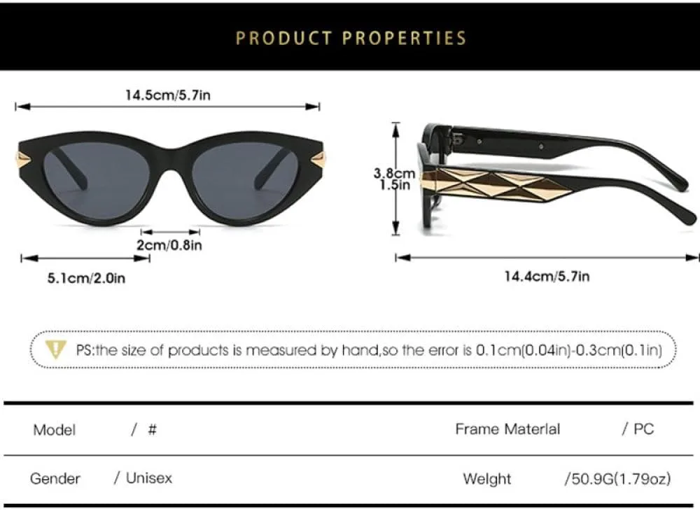 

Винтажные панк-солнцезащитные очки для мужчин и женщин, классические очки «кошачий глаз», ретро-очки для путешествий, солнцезащитные очки UV400 MTZJH, Black Gray