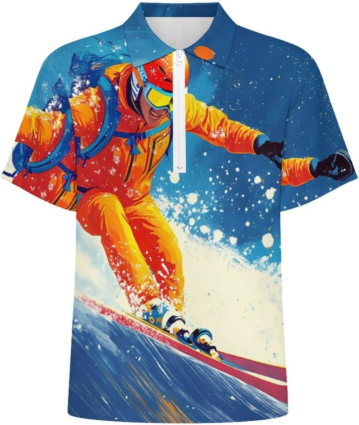 Мужское поло с принтом лыжника, Polyester, Multicolor — фото 4