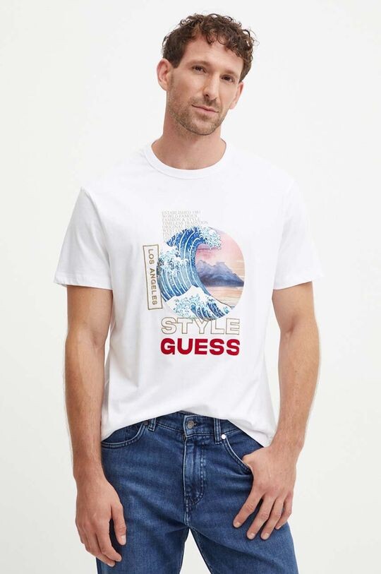 

Хлопковая футболка Guess, белый