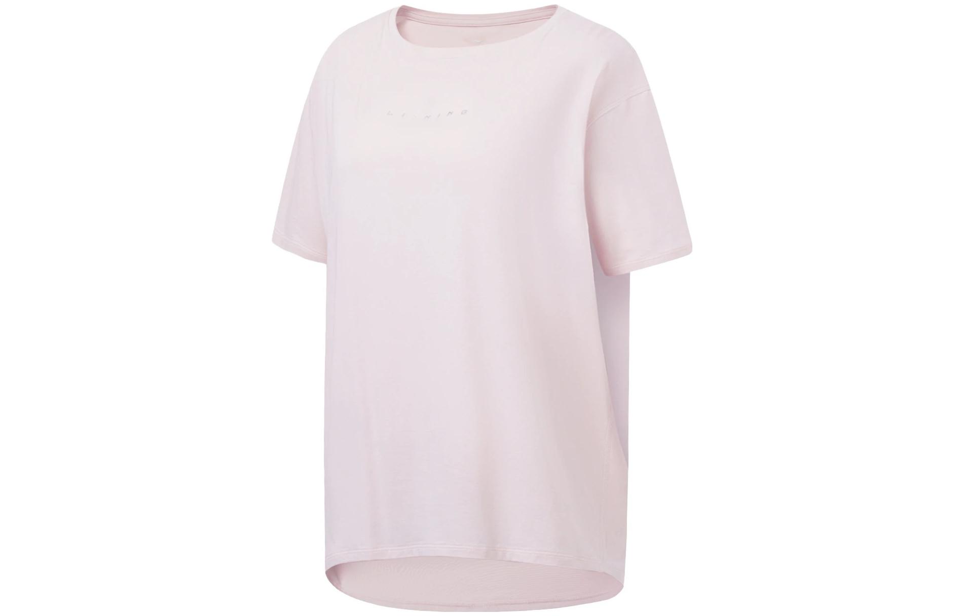 

LINING Фитнес серия футболка с удлиненным плечом женская светло-розовый