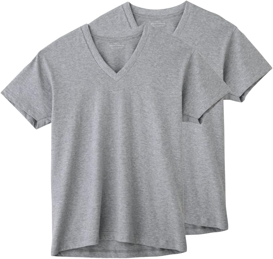 

Мужские футболки BODY WILD с коротким рукавом и V-образным вырезом, 100% хлопковый трикотаж, комплект из 2 штук (BW50152, старая модель), светло-серый