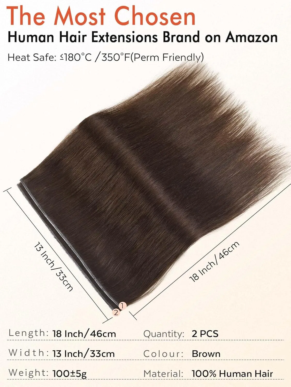 Накладные пряди WIGNEE из натуральных волос 46 см Remy Wignee, 2-Brown — фото 2