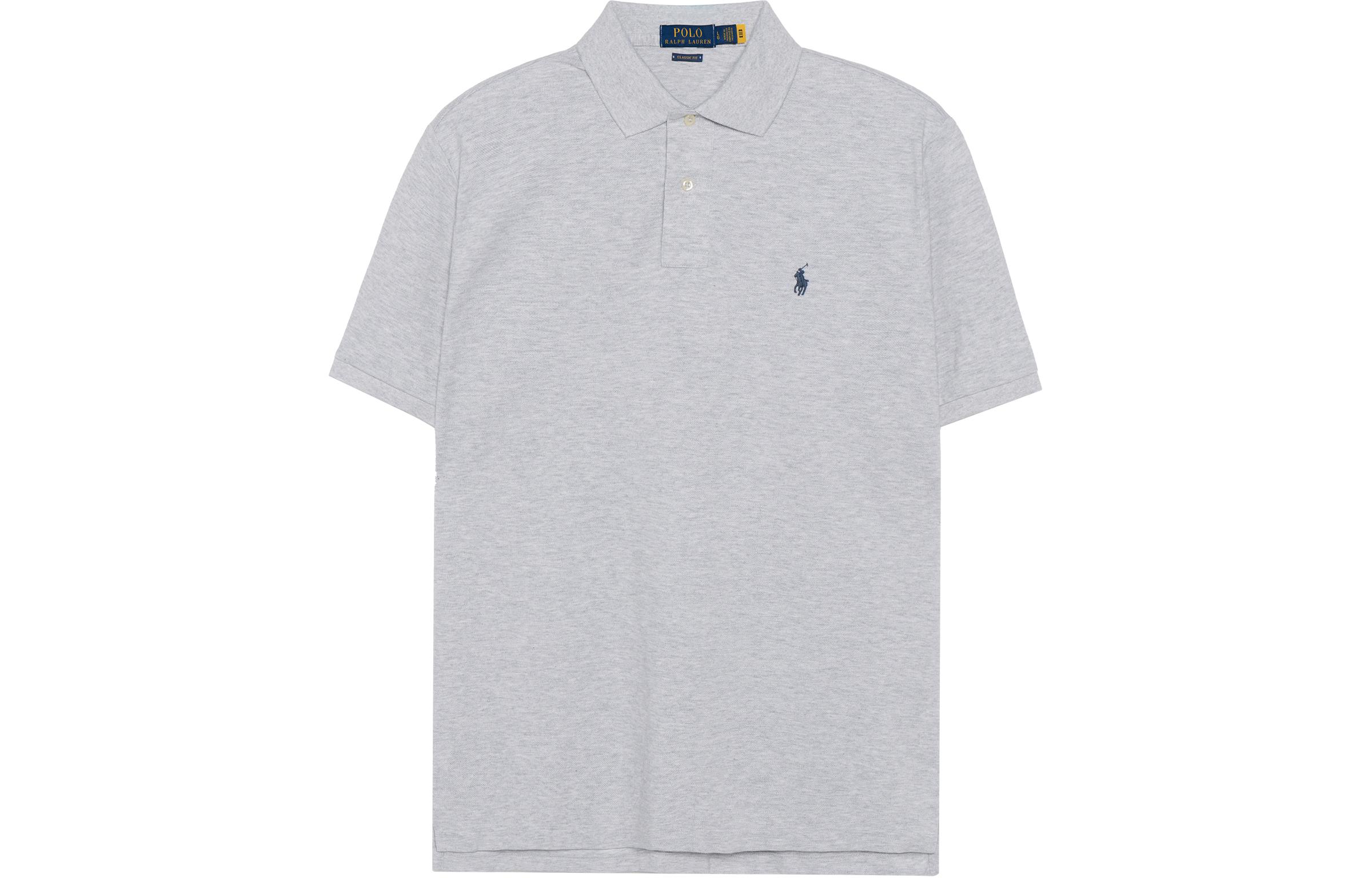 Футболка поло с коротким рукавом и вышитым логотипом Polo Ralph Lauren, серая — фото 2