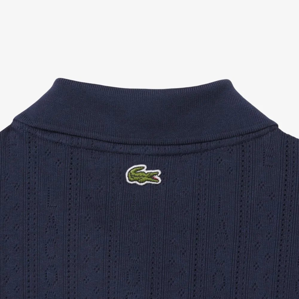 Поло-рубашка Lacoste Pointelle Ribbon Croc, тёмно-синяя — фото 3
