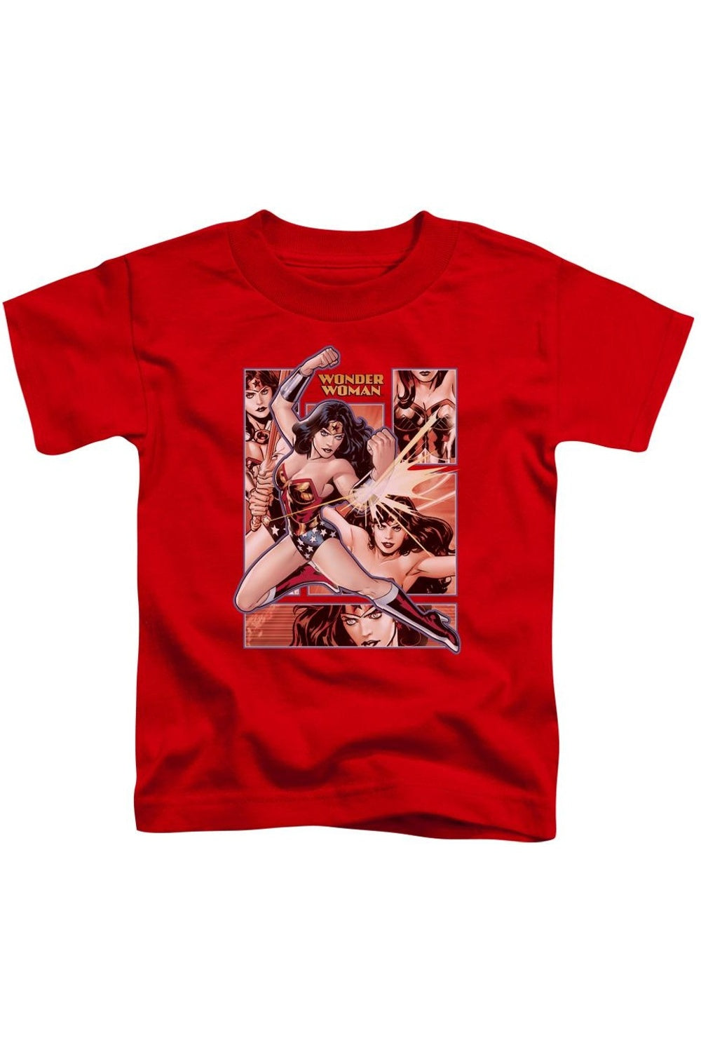 

Футболка с коротким рукавом для детей "Лига справедливости Америки" с панелями Чудо-женщины Gildan, красный