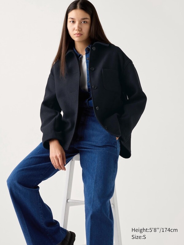 

Куртка-рубашка оверсайз Uniqlo, темно-синий