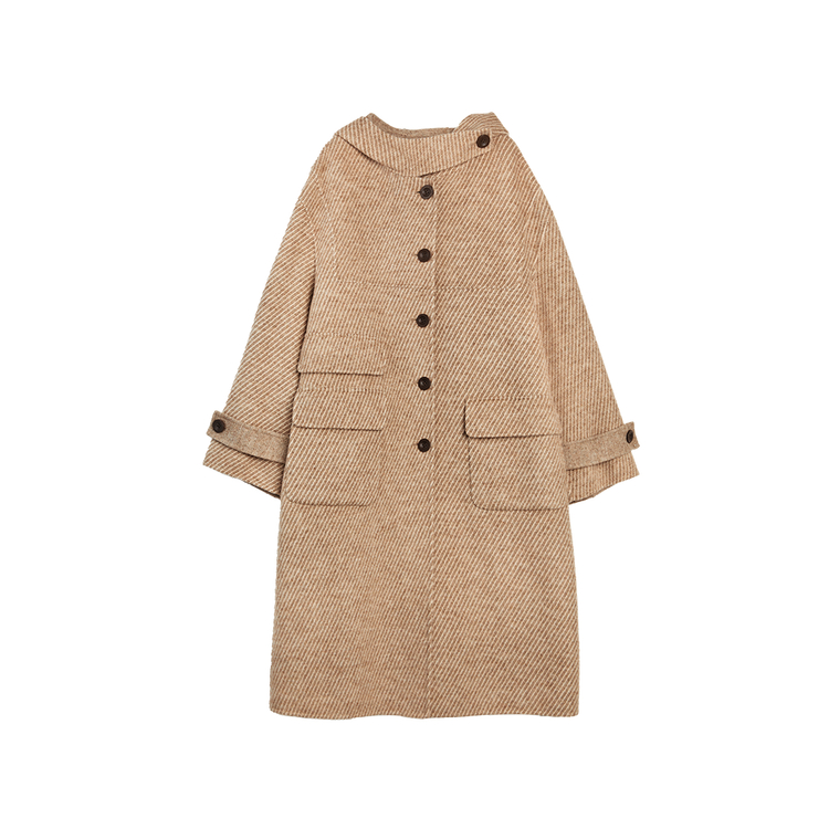 

ELLE Пальто женское Khaki с капюшоном утепленное