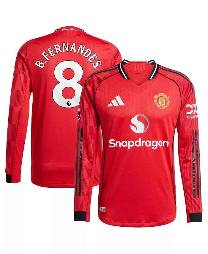 

Мужская футболка Bruno Fernandes красная Manchester United домашняя 2025/26 аутентичная игровая с длинными рукавами Adidas
