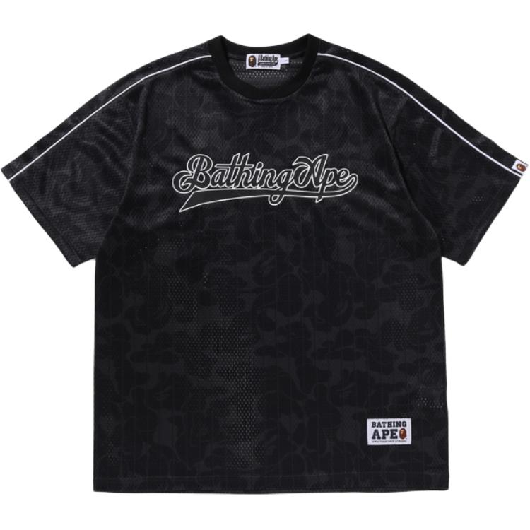 

Футболка Bape Camo Stripe Baseball Logo Relaxed Fit A BATHING APE, черный