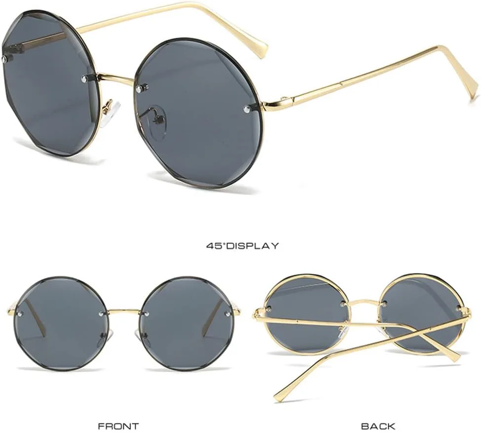 

Круглые солнцезащитные очки без оправы для мужчин и женщин, солнцезащитные очки в крупной оправе, винтажные очки с защитой от УФ-излучения UV400 LANGSER, 5