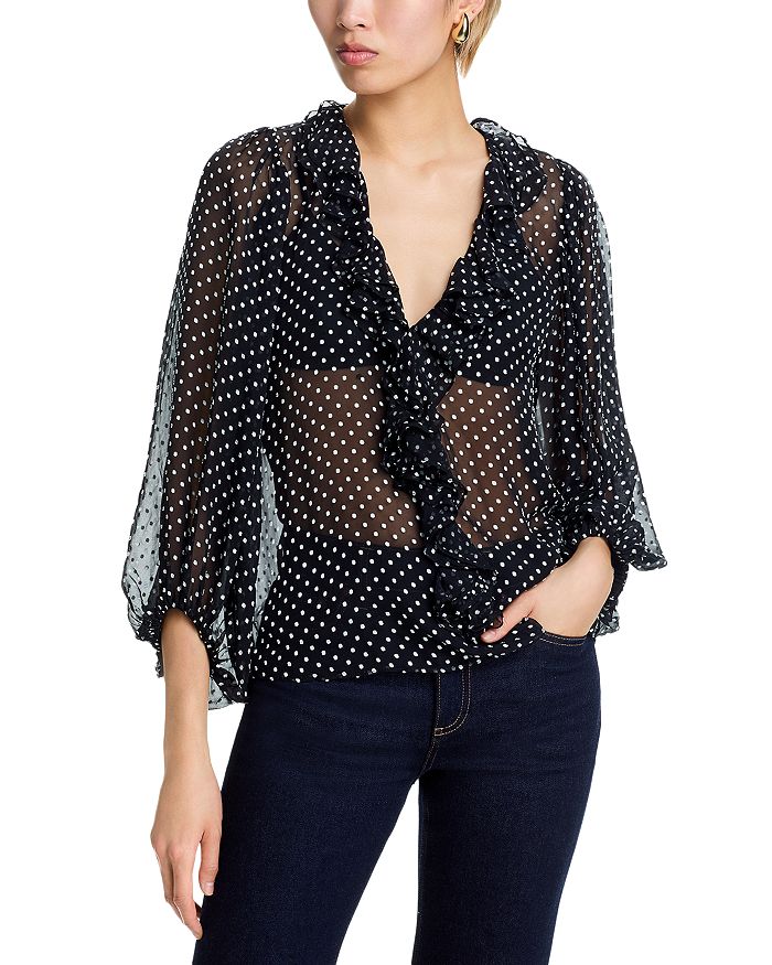

Блузка Betsie в горошек Alice and Olivia, черный
